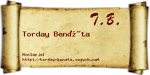Torday Benáta névjegykártya
